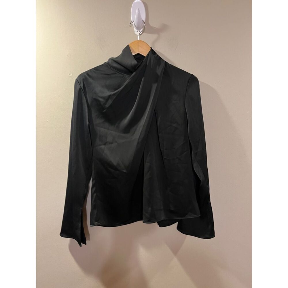 H&M Black Draped Front Long Sleeve Top